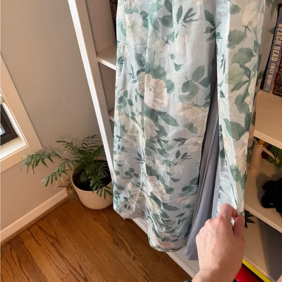 Lulu's Strapless Floral Maxi Dress - Blue and White - Picture 3 of 4